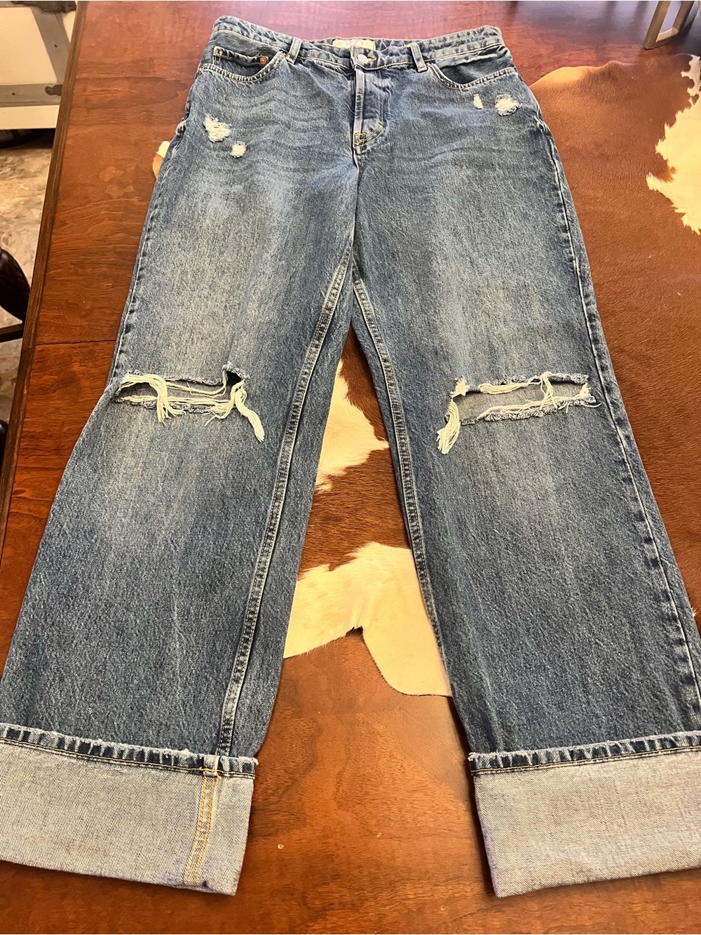 We The Free Light Blue Distressed Relaxed Jeans